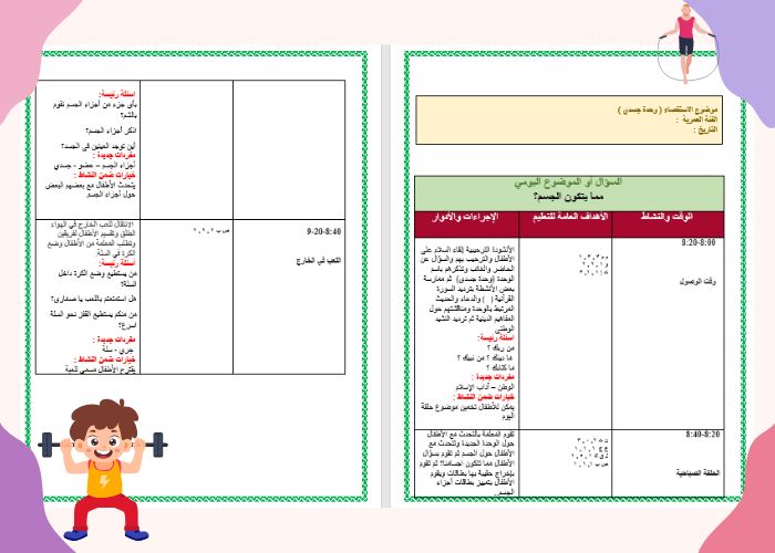 تحضير وحدة جسدي رياض أطفال