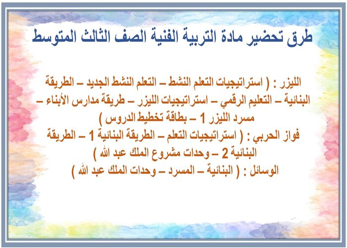 تحضير درس الفن التشكيلي المعاصر واستخدام الخامات المتعددة مادة التربية الفنية الصف الثالث المتوسط 
