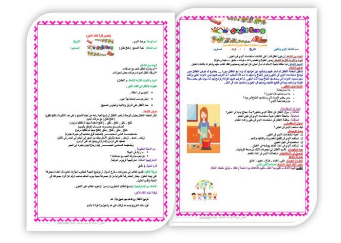 تحضير حلقة الأيدي والطهي بالطريقة الإستقصائية وحدة الأيدي رياض أطفال