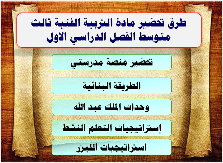 طرق تحضير مادة التربية الفنية ثالث متوسط الفصل الدراسي الاول