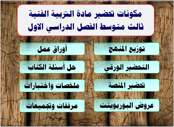 مكونات تحضير مادة التربية الفنية ثالث متوسط الفصل الدراسي الاول