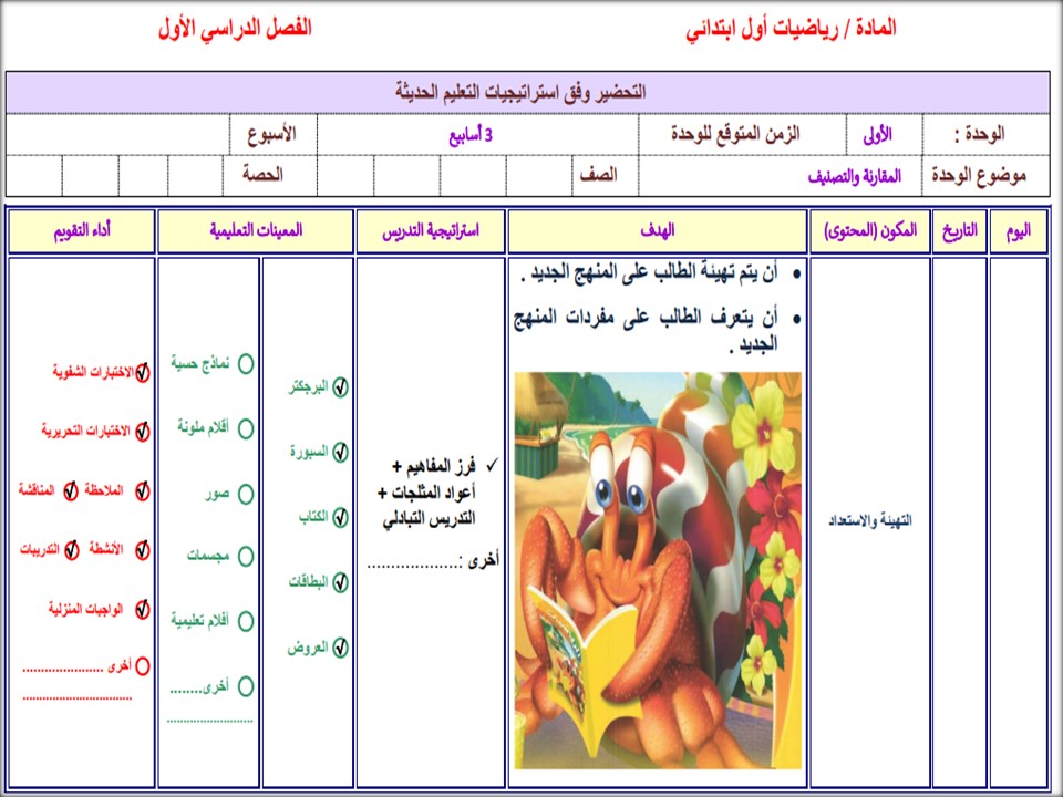 منصة مدرستي مادة رياضيات صف أول ابتدائي فصل دراسي اول