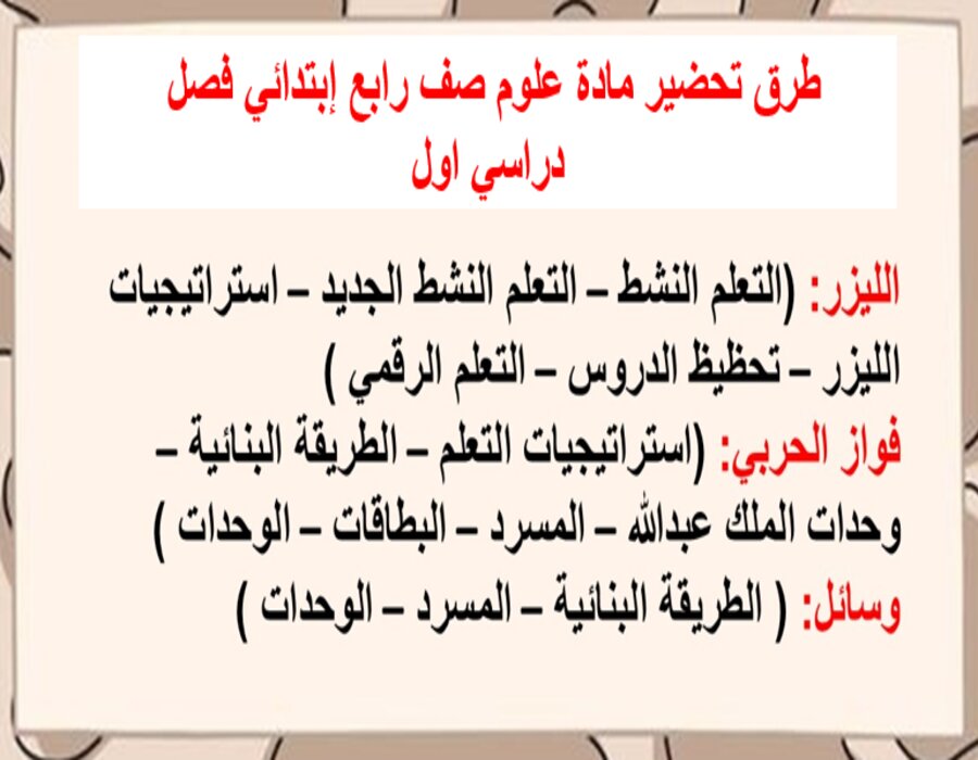 منصة مدرستي مادة علوم صف رابع إبتدائي فصل دراسي اول