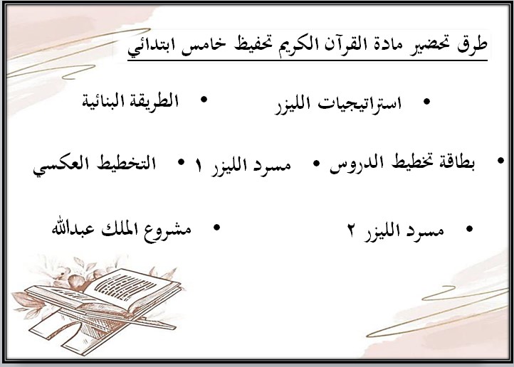 منصة مدرستي مادة قرآن تحفيظ صف خامس إبتدائي فصل دراسي اول