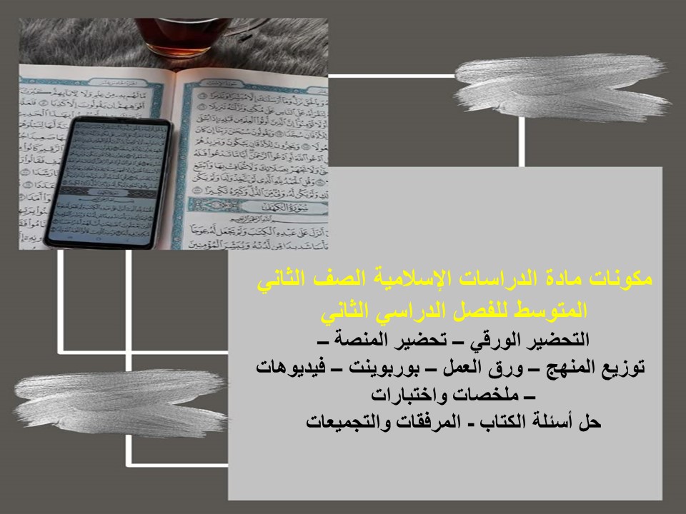 تحضير مادة الدراسات الإسلامية الصف الثاني المتوسط للفصل الدراسي الثاني