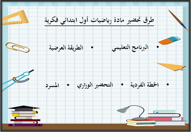 بوربوينت مادة الرياضيات الصف أول ابتدائي تربية فكرية فصل دراسي اول