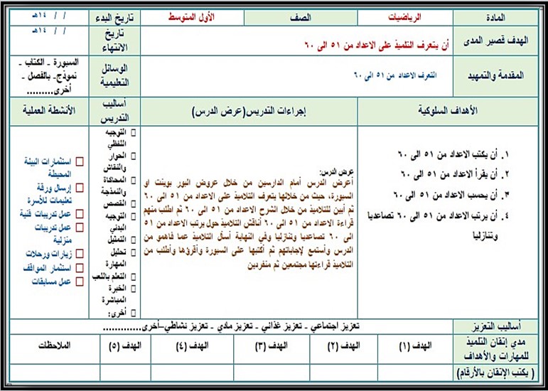 تحضير الرياضيات الصف الاول متوسط تربية فكرية فصل دراسي اول