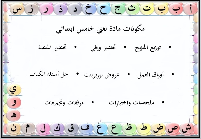 تحضير مادة لغتي للصف الخامس الابتدائي الفصل الدراسي الأول