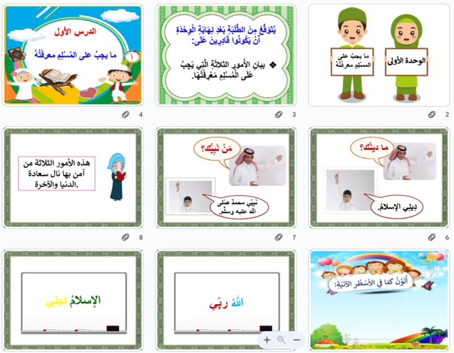 حل اسئلة لمادة الدراسات الاسلامية الصف الثالث الابتدائي الفصل الدراسي الاول