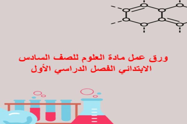 ورق عمل مادة العلوم للصف السادس الابتدائي الفصل الدراسي الأول