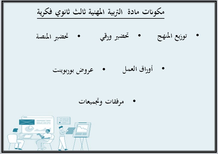 أوراق عمل لمادة التربية المهنية للصف الثالث ثانوي تربية فكرية فصل دراسي أول