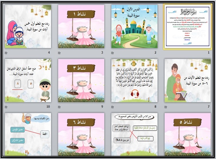 بوربوينت التربية الإسلامية السادس الابتدائي تربية فكرية فصل دراسي أول