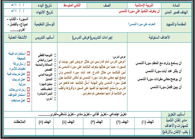 بوربوينت التربية الاسلامية للصف الثاني متوسط تربية فكرية فصل دراسي أول