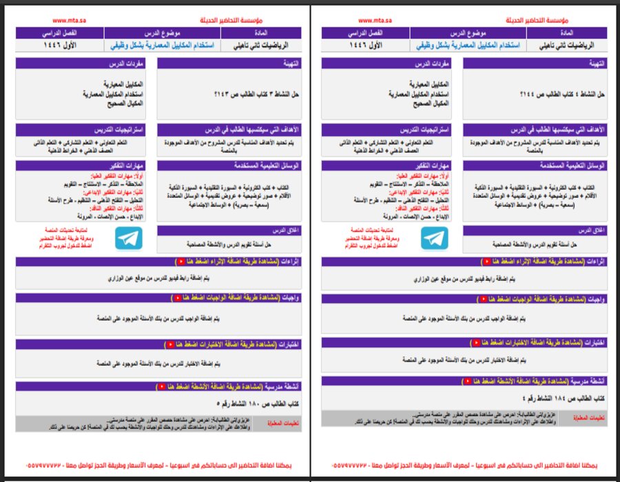 بوربوينت الرياضيات الصف الثاني ثانوي تربية فكرية فصل دراسي اول