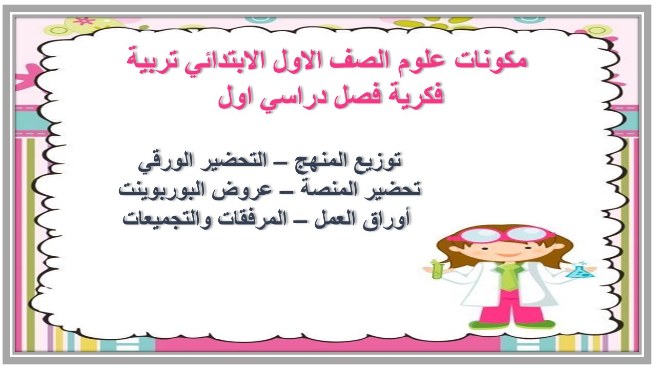 بوربوينت علوم الصف الاول الابتدائي تربية فكرية فصل دراسي اول 