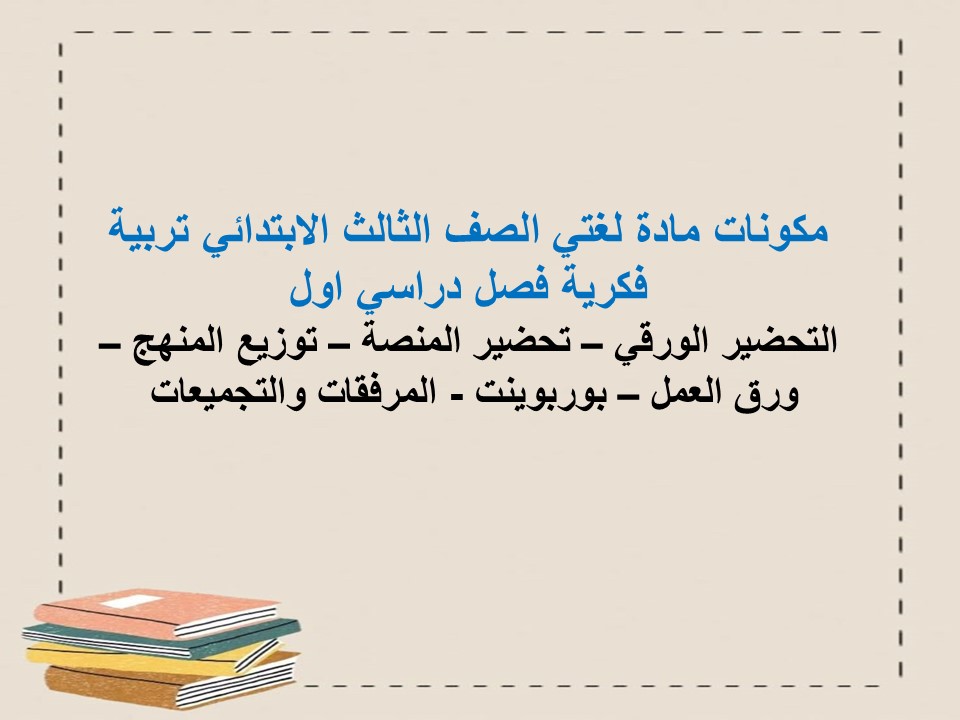 بوربوينت لغتي الصف الثالث الابتدائي تربية فكرية فصل دراسي اول