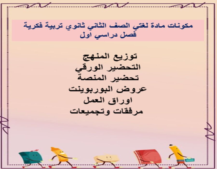 بوربوينت لغتي الصف الثاني ثانوي تربية فكرية فصل دراسي اول