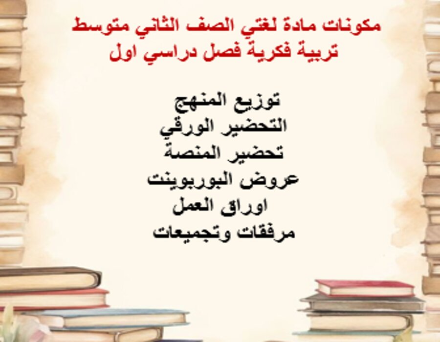 بوربوينت لغتي الصف الثاني متوسط تربية فكرية فصل دراسي اول