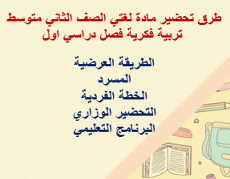 بوربوينت لغتي الصف الثاني متوسط تربية فكرية فصل دراسي اول
