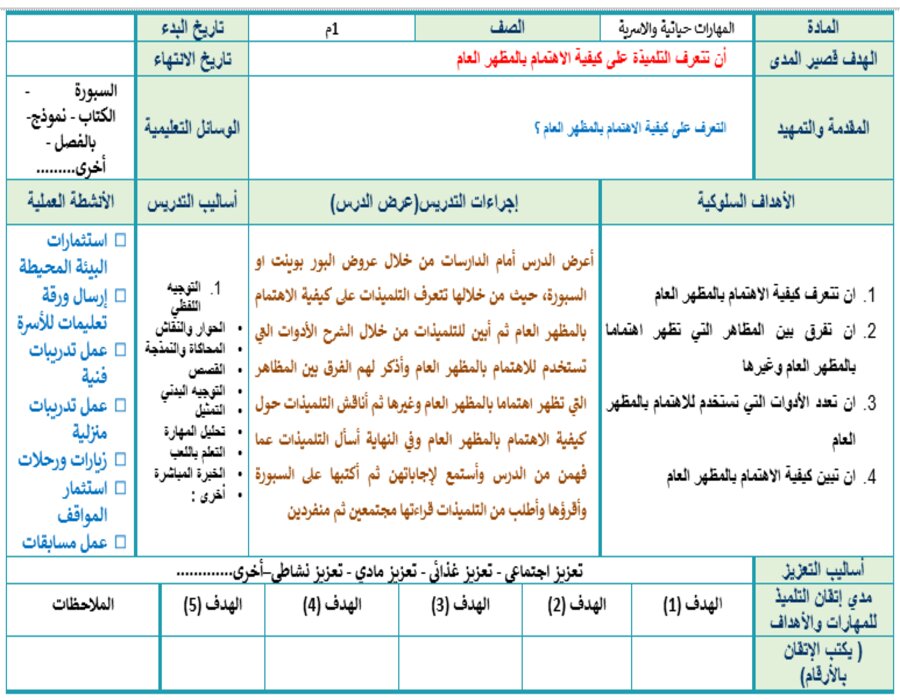 تحضير التربية الاسرية للصف الاول متوسط تربية فكرية فصل دراسي أول