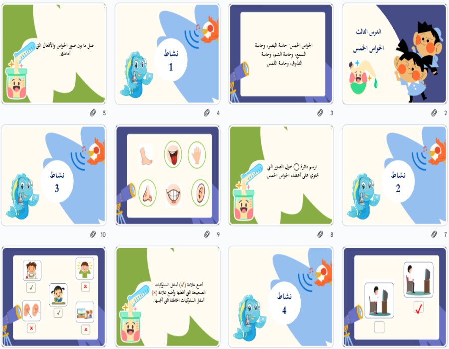 تحضير لمادة العلوم الصف الاول الابتدائي تربية فكرية فصل دراسي اول
