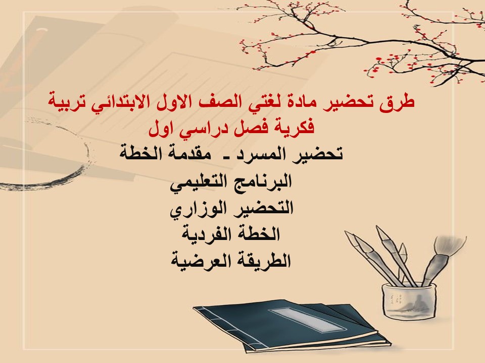 تحضير لمادة لغتي الصف الاول الابتدائي تربية فكرية فصل دراسي اول