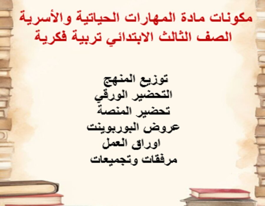 عروض بوربوينت مادة المهارات الحياتية والأسرية الصف الثالث الابتدائي تربية فكرية فصل دراسي أول