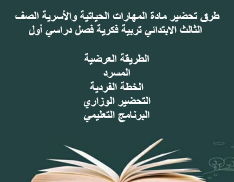 عروض بوربوينت مادة المهارات الحياتية والأسرية الصف الثالث الابتدائي تربية فكرية فصل دراسي أول