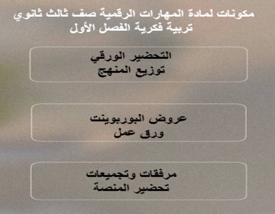 أوراق عمل للمهارات الرقمية صف ثالث ثانوي تربية فكرية الفصل الأول