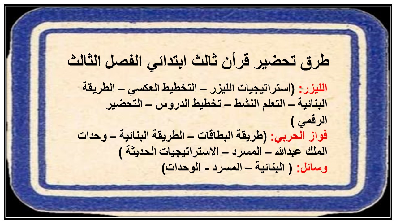 اوراق عمل قرأن ثالث ابتدائي الفصل الثالث