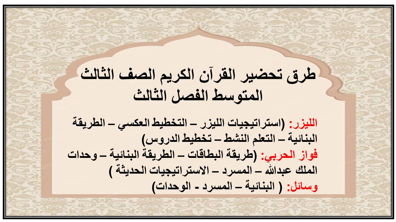 بوربوينت القرآن الكريم الصف الثالث المتوسط الفصل الثالث