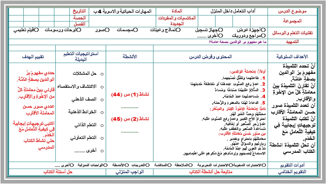 بوربوينت تربية أسرية رابع ابتدائي الفصل الثالث بوربوينت تربية أسرية رابع ابتدائي الفصل الثالث