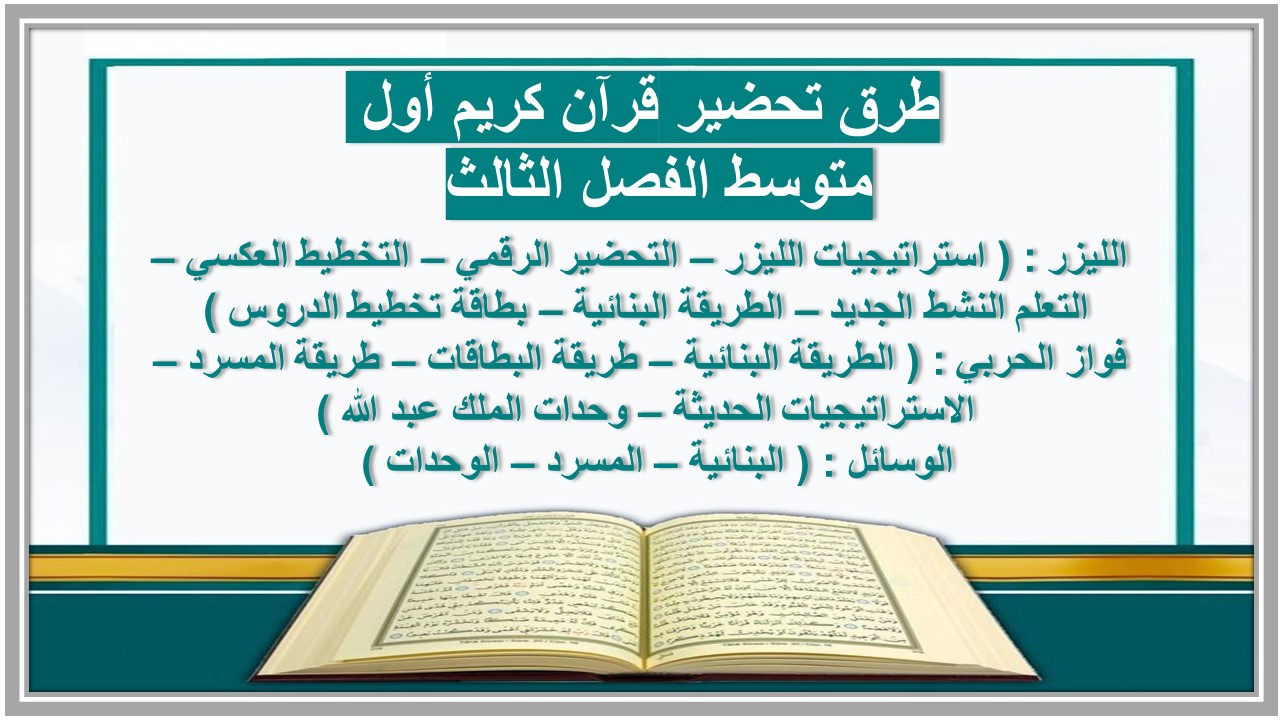بوربوينت قرآن كريم أول متوسط الفصل الثالث 