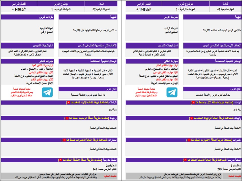 بوربوينت لمادة الحاسب الالي للصف الثاني ثانوي تربية فكرية الفصل الاول