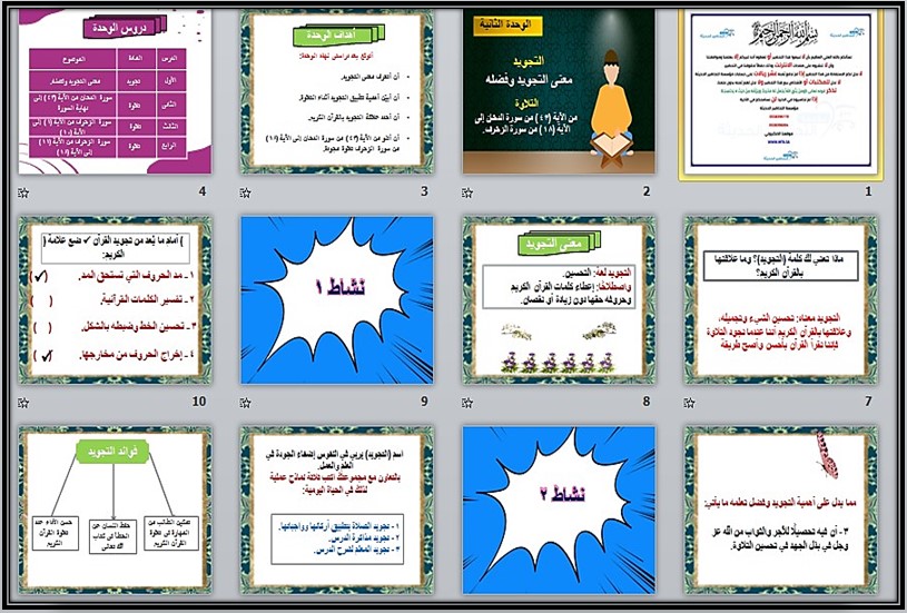 بوربوينت القرآن الكريم وتجويده خامس ابتدائي الفصل الأول