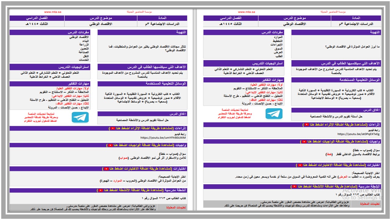 بوربوينت مادة الاجتماعيات ثالث متوسط الفصل الثالث 