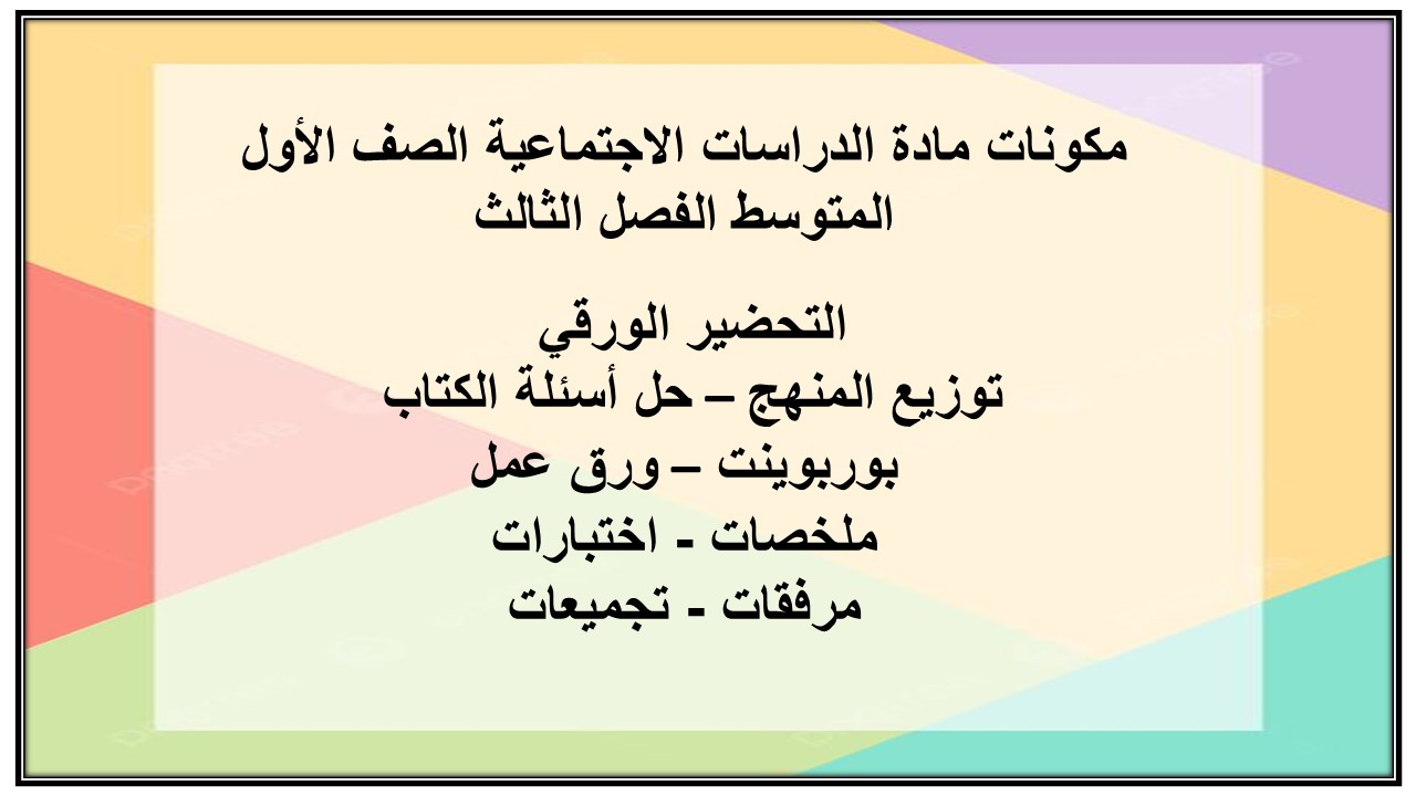 مكونات مادة الدراسات الاجتماعية الصف الأول المتوسط الفصل الثالث