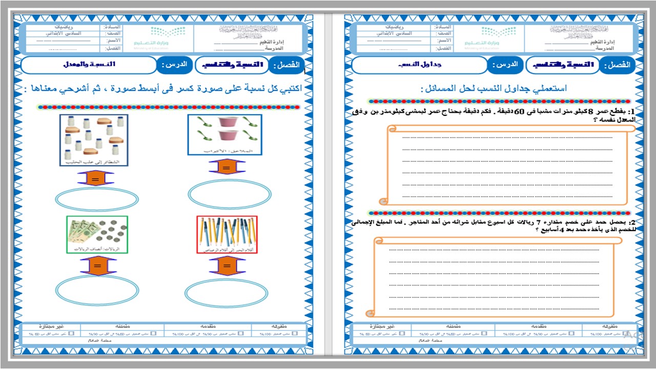 بوربوينت مادة الرياضيات للصف السادس الابتدائي الفصل الدراسي الثالث بوربوينت مادة الرياضيات للصف السادس الابتدائي الفصل الدراسي الثالث
