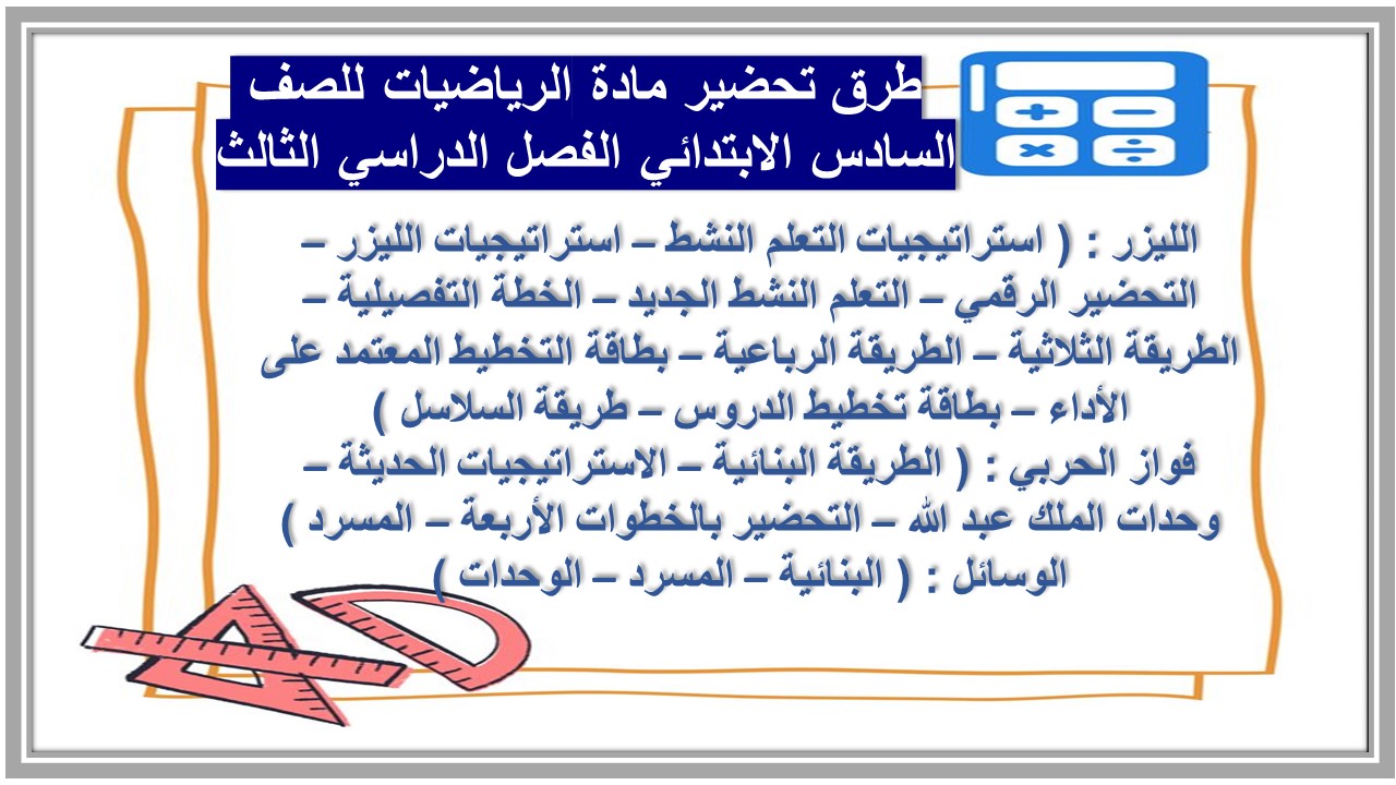 بوربوينت مادة الرياضيات للصف السادس الابتدائي الفصل الدراسي الثالث بوربوينت مادة الرياضيات للصف السادس الابتدائي الفصل الدراسي الثالث