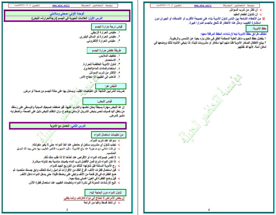 تحضير التربية الأسرية للصف الخامس الابتدائي الفصل الدراسي الأول