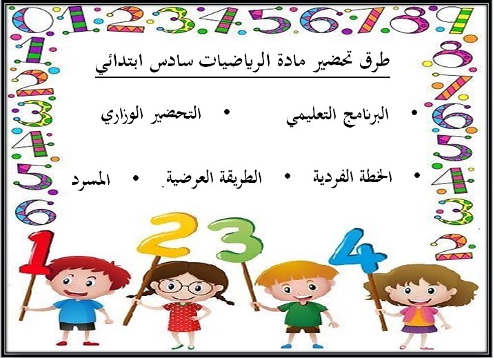تحضير مادة رياضيات صف سادس ابتدائي تربية فكرية فصل دراسي الثالث