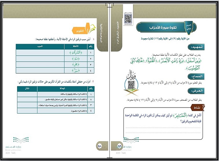 تحضير مادة قرآن كريم وتجويده صف سادس ابتدائي الفصل الدراسي الثالث تحضير مادة قرآن كريم وتجويده صف سادس ابتدائي الفصل الدراسي الثالث