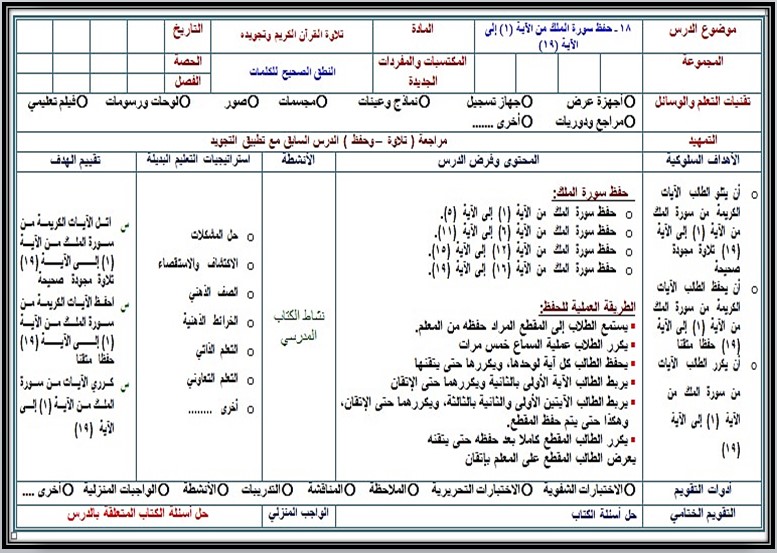 تحضير مادة قرآن كريم وتجويده صف سادس ابتدائي الفصل الدراسي الثالث تحضير مادة قرآن كريم وتجويده صف سادس ابتدائي الفصل الدراسي الثالث