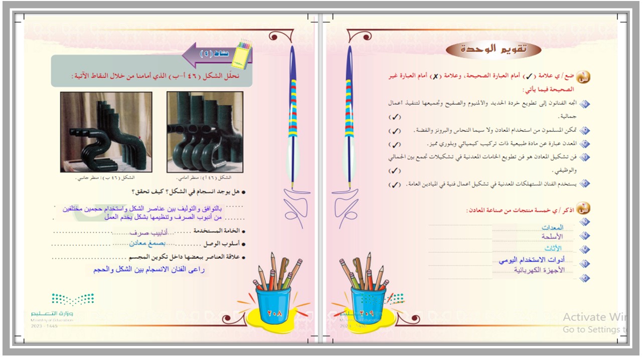حل أسئلة فنية خامس ابتدائي الفصل الدراسي الثالث 