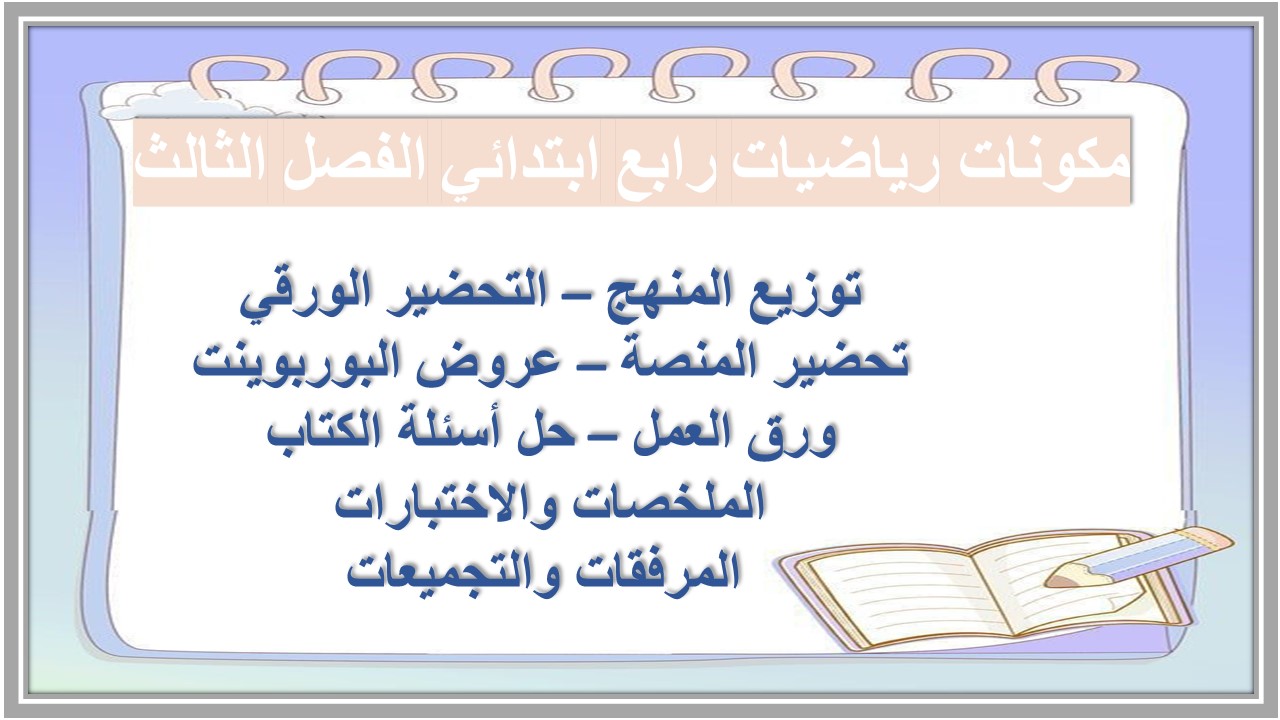 حل اسئلة رياضيات رابع ابتدائي الفصل الثالث 
