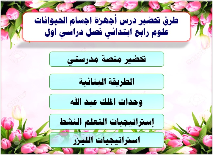 طرق تحضير درس أجهزة اجسام الحيوانات علوم رابع ابتدائي فصل دراسي اول