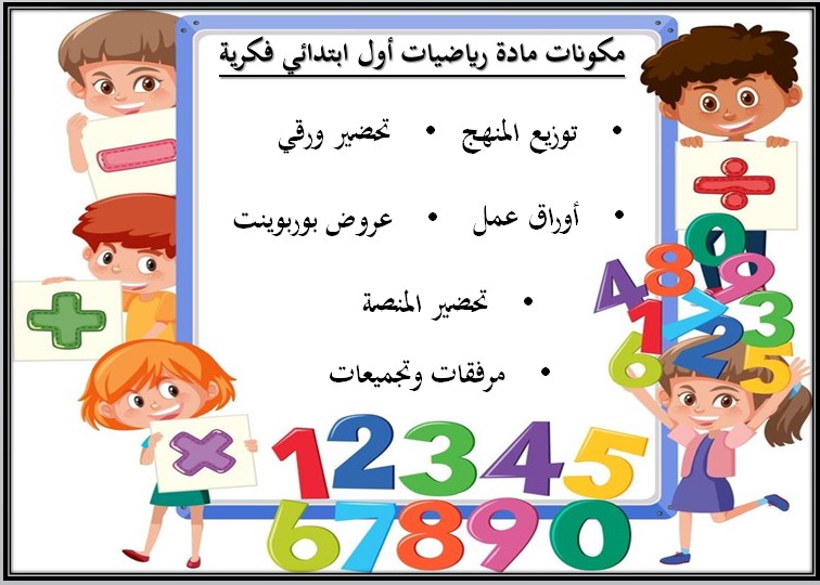 عروض بوربوينت مادة رياضيات صف أول ابتدائي التربية الفكرية فصل دراسي الثالث