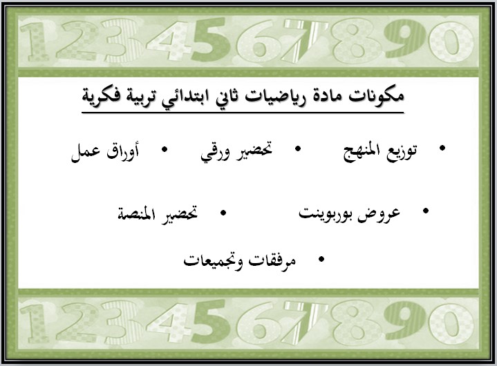 عروض بوربوينت مادة رياضيات صف ثاني ابتدائي التربية الفكرية فصل دراسي الثالث