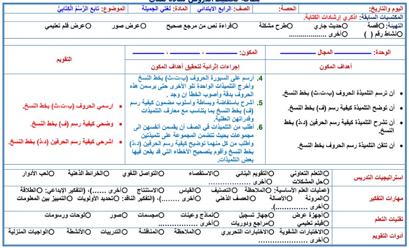 ماهي مميزات خط النسخ ؟ مادة لغتي رابع إبتدائي الفصل الدراسي الأول