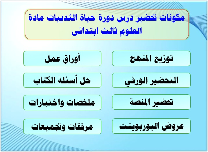 مكونات تحضير درس دورة حياة الثدييات مادة العلوم ثالث ابتدائى